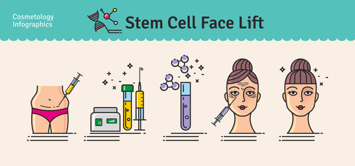 Vector Illustrated set with cosmetology stem cell facelift