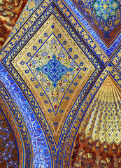 Ceiling of Aksaray mausoleum, Samarkand, Uzbekistan