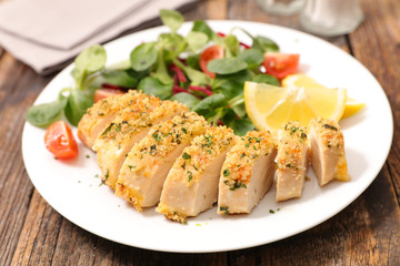 chicken breast with salad