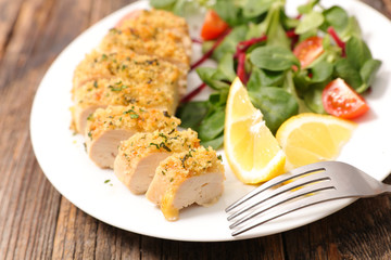 chicken breast with salad