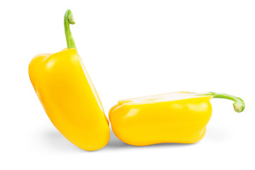 fresh yellow paprika isolated on white background