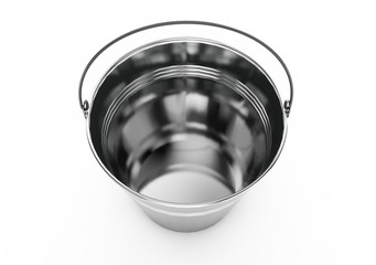 metal bucket isolated on white 3d render