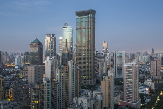 Skyscrapers in the Jing An district of Shanghai, China