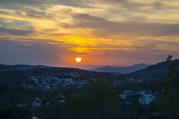 Naklejka premium Beautiful sunset in Catalonia, Spain