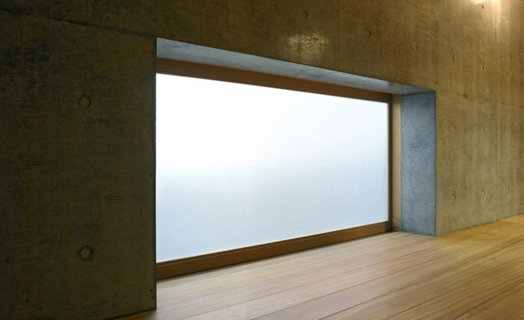 Closed sliding door in minimalist room