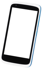 Colored smart phone isolated on a white background. 