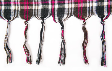 Fringe from threads. Striped bright structure of a  knitted  fabric background