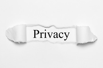 Privacy on white torn paper