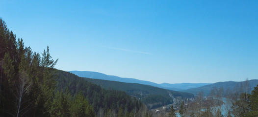 Yenisey River and mountains banks