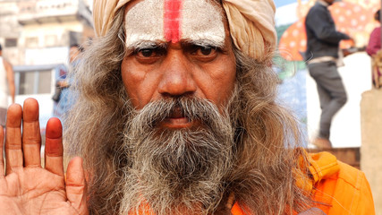 Close Up of Hindu Sadhu Holy Man