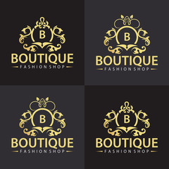Boutique logo design template, Luxury logo design concept, Vector illustration