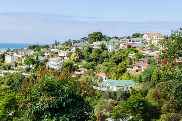 Bluff Hill residential area in Napier New Zealand overlooking the Pacific coast