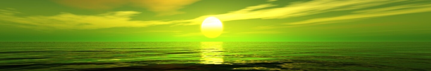 Fototapeta na wymiar Panorama of sea sunset light over the ocean 