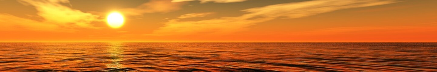 Fototapety  Panorama morskiego zachodu słońca nad oceanem