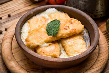 fried cheese on the plate