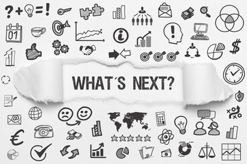 What´s Next? / weißes Papier mit Symbole