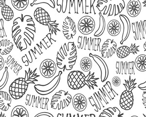 Vector fruits pattern. Fruits seamless background