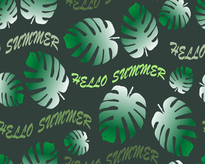 Fototapeta na wymiar Beautiful seamless vector floral summer pattern background with tropical palm leaves. Perfect for wallpapers, web page backgrounds, surface textures, textile.