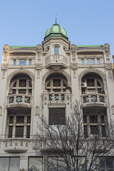 Beautiful building with ornaments and scultures, Belgrade Serbia