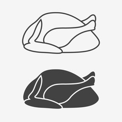 Chicken or turkey monochrome icon. Vector illustration.