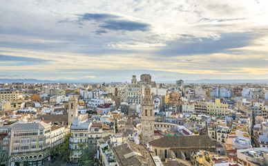 Fototapeta na wymiar Valencia city aerial view from Metropolitan cathedral