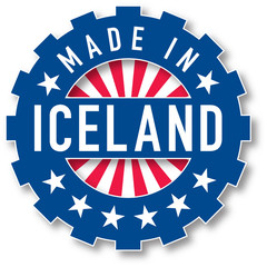 Made in Iceland flag color stamp.