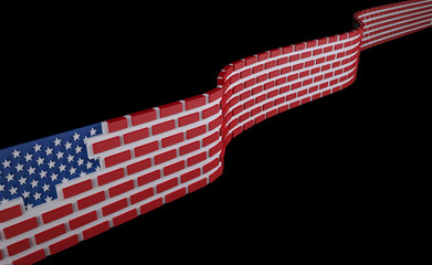 American flag as a brick wall