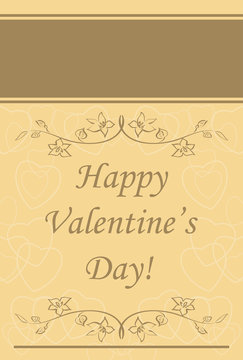 happy valentines day - beige vector background with decorations