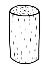 wooden log / cartoon vector and illustration, black and white, hand drawn, sketch style, isolated on white background.