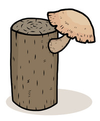 wooden log and mushroom / cartoon vector and illustration, hand drawn style, isolated on white background.