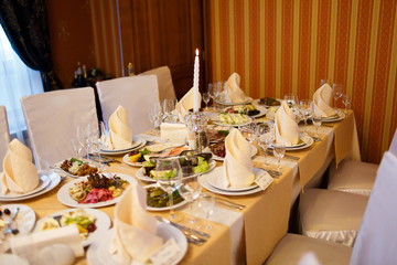 table set for wedding or another event dinner