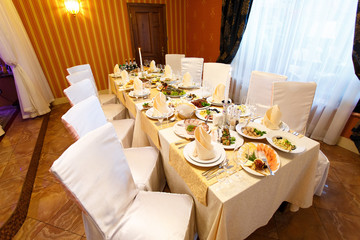 table set for wedding or another event dinner