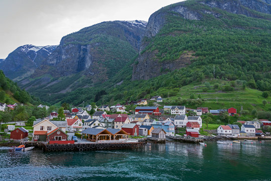 Undredal village at Aurland fjord, Norway.