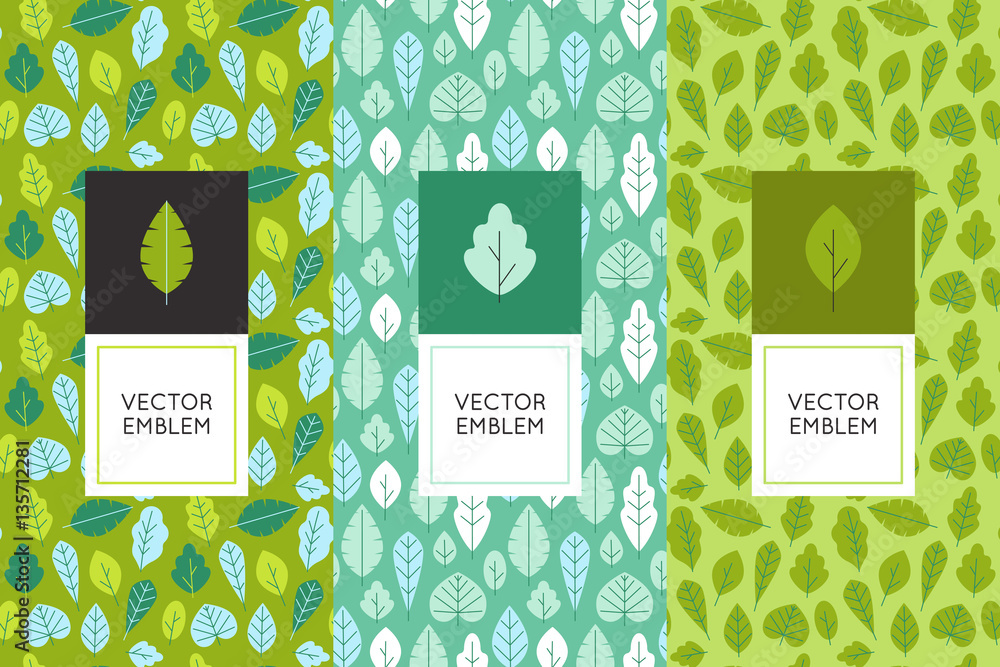 Poster Vector set of design elements for packaging and seamless pattern