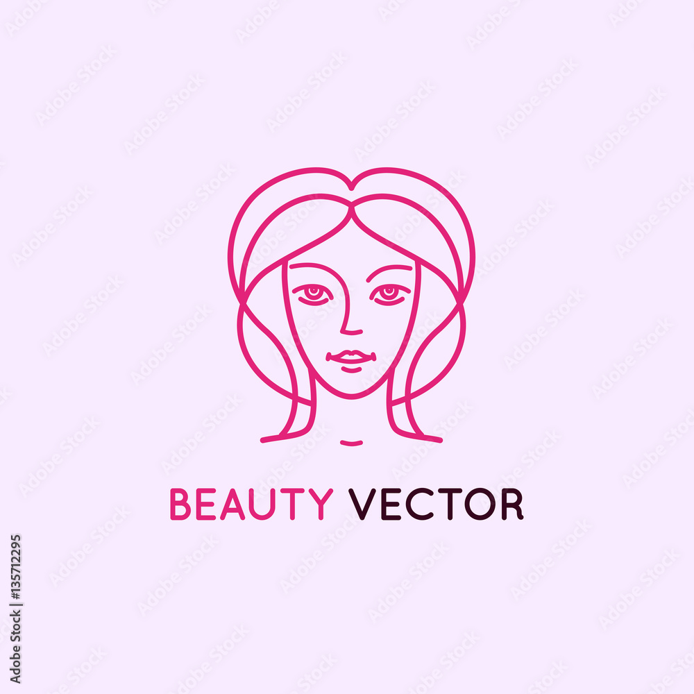 Poster vector logo design template in trendy linear style