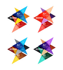 Colorful arrow option infographics banners, business geometric templates