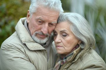 Thoughtful senior couple