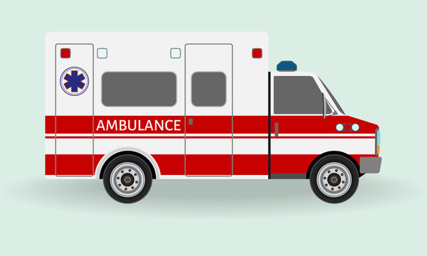 Ambulance car. Emergency medical service vehicle. Hospital transport.