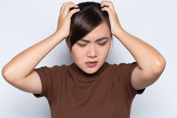 Angry woman on isolated background