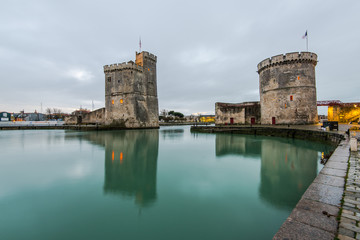 Fototapeta na wymiar Old fort towers in La Rochelle , France