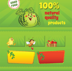 Good food template with cartoon watermelon illustrations 