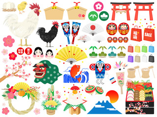 Obraz premium お正月イラスト素材セット2017