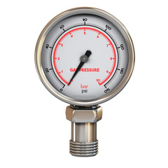 Gas Regulator. Metal high pressure gauge manometer. 3d rendering isolated on white background