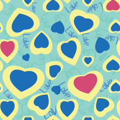 Fototapeta premium Seamless texture with funny hearts. Repeatable Background of 