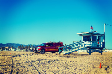 Lifeguard truck and tower in Venice beach