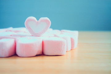pink heart shape marshmallow for valentines background