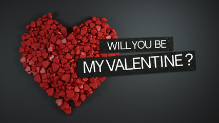 Obraz na płótnie Canvas Will You Be My Valentine ? 3D Rendering