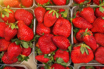 Strawberries at marketplace.