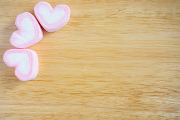 pink heart shape marshmallow for valentines background