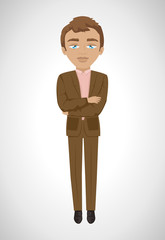 Business Man-Isolated On Gray Background.Vector Illustration,Graphic Design.For App,Web Site,Print,Presentation Templates,Mobile Applications And Promotional Materials.Office Concept 
